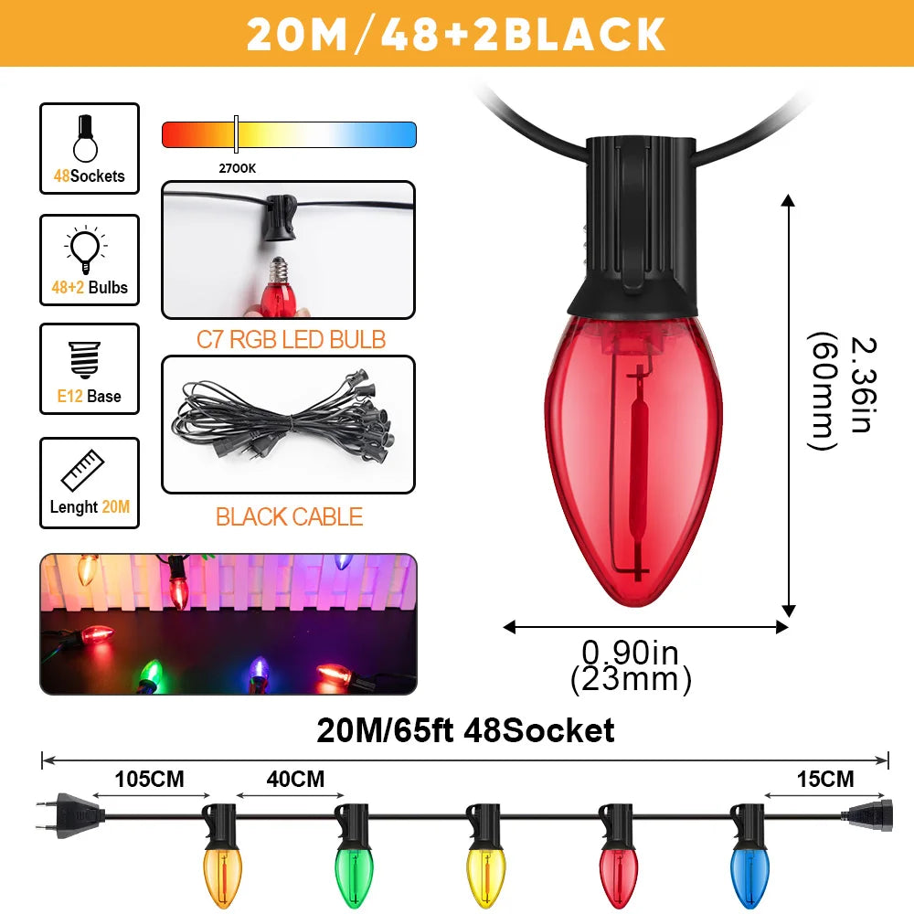Licht slinger met transparante balletjes – Modern en licht