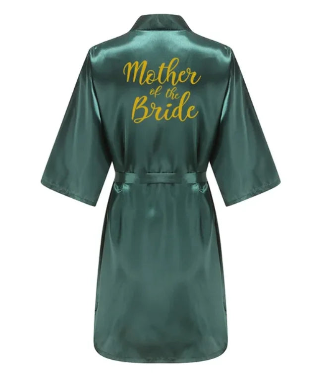 Ochtendjas dames zomer - Elegante zijde met gouden opdruk voor bruiloft