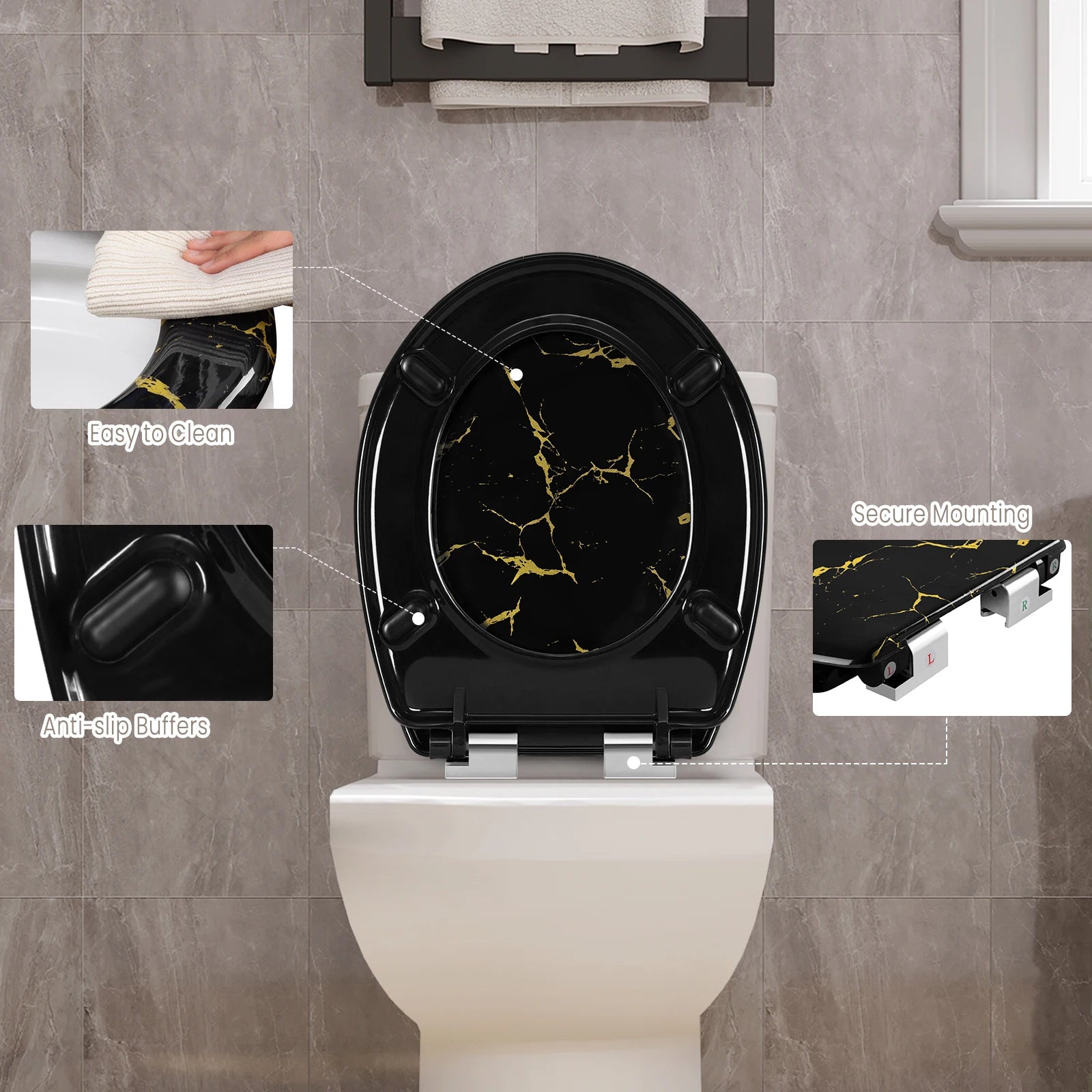 Toilet bril wit met rubber dopjes – Antislip