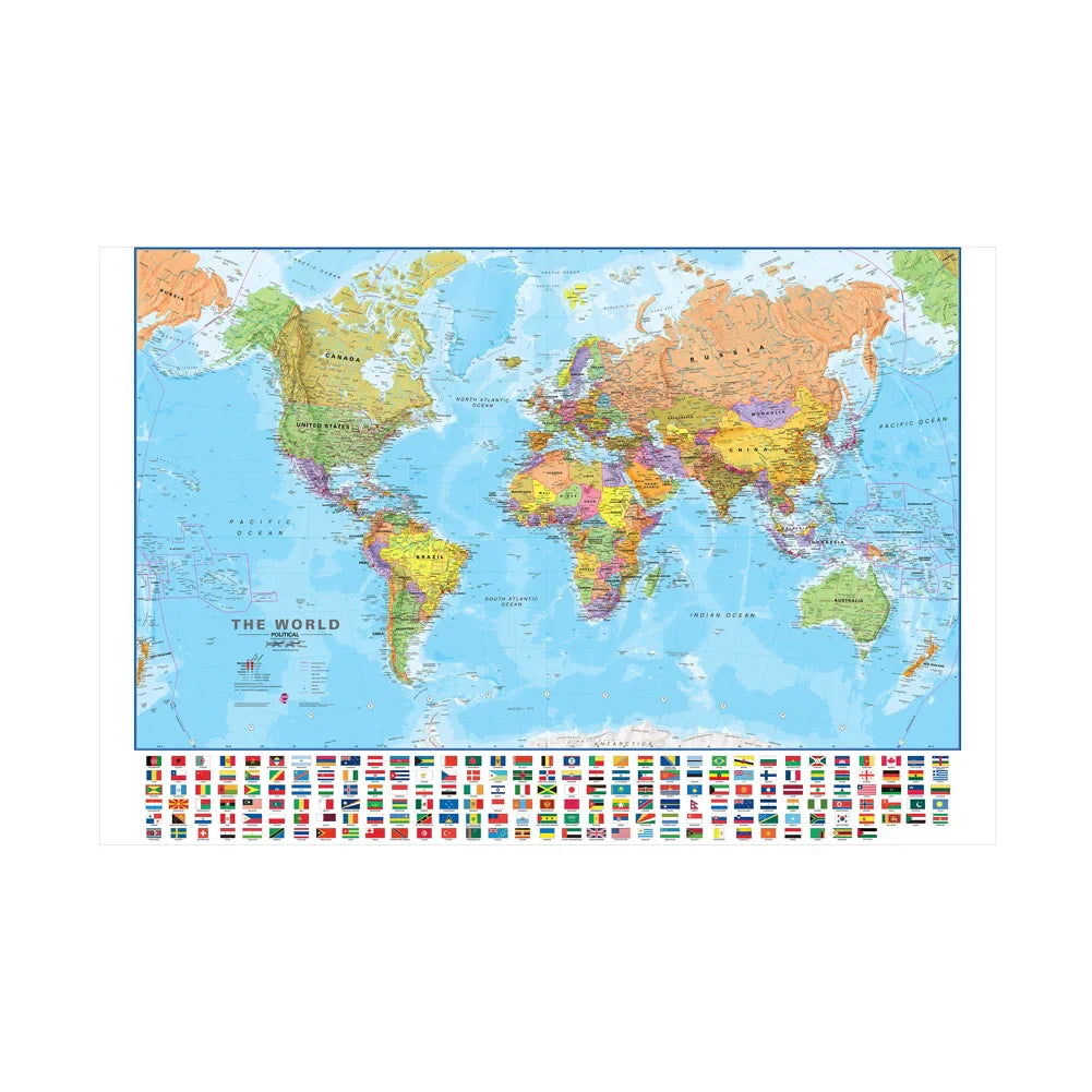 Wereldkaart wanddecoratie met stoere uitstraling