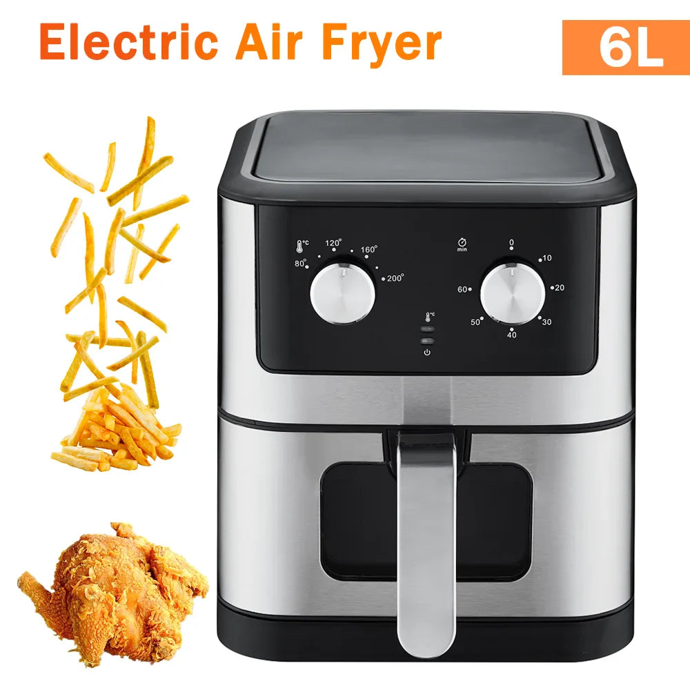 Airfryer XXL - Zilverkleurige elegantie voor gezond en snel koken