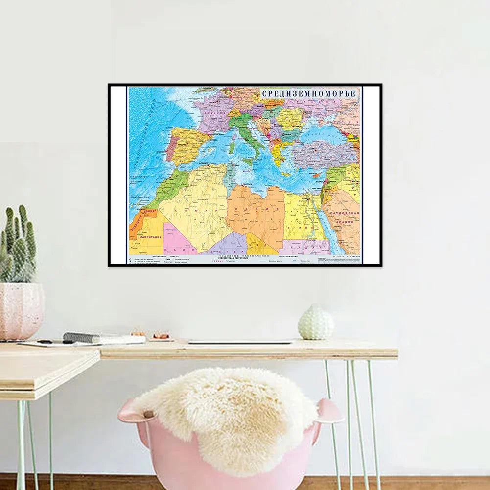 Wanddecoratie wereldkaart van canvas – Kunstzinnig en sfeervol