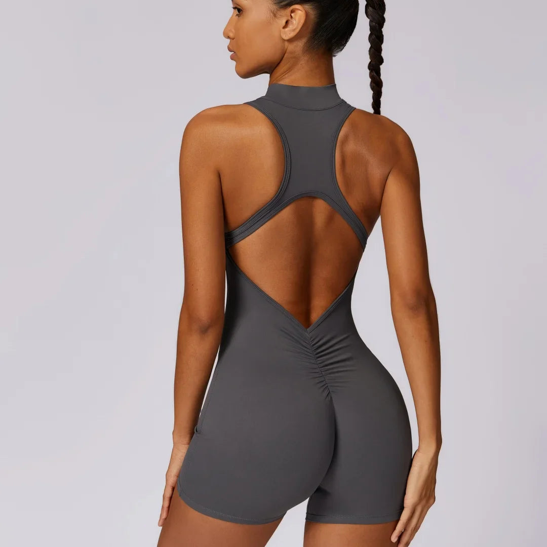 Stretch yoga outfit in neutrale kleuren