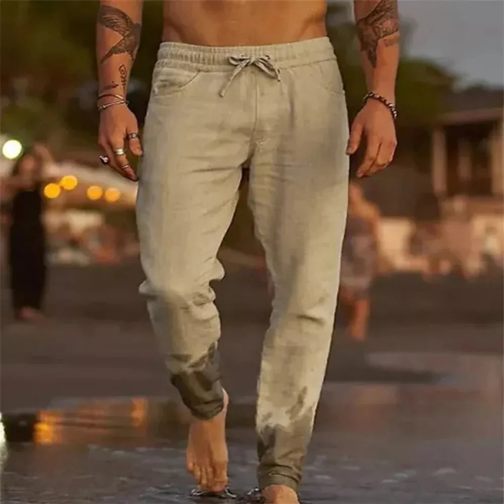 Linnen broek man in natuurlijke kleur – Voor een rustige look
