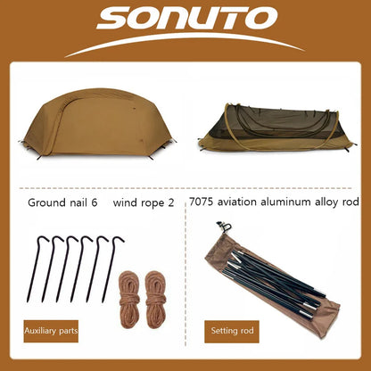 Camping tent met luifel – Schaduw en beschutting
