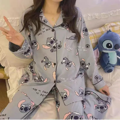 Dames pyjama katoen met romantisch design