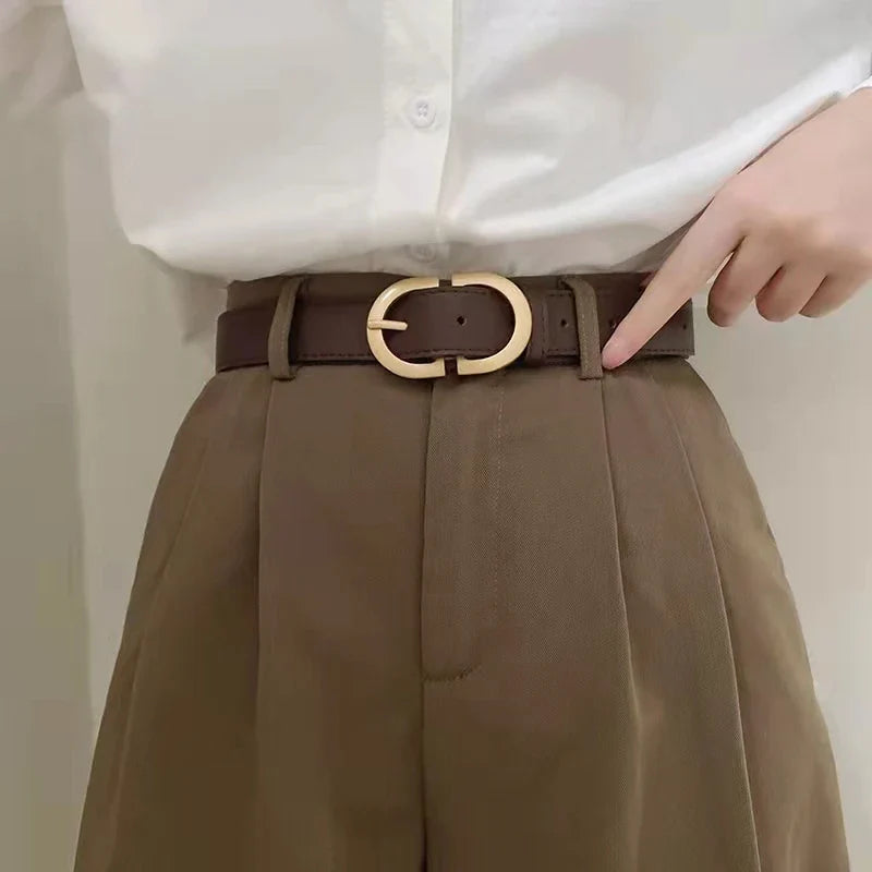 Riem dames met ronde gesp in vintage stijl
