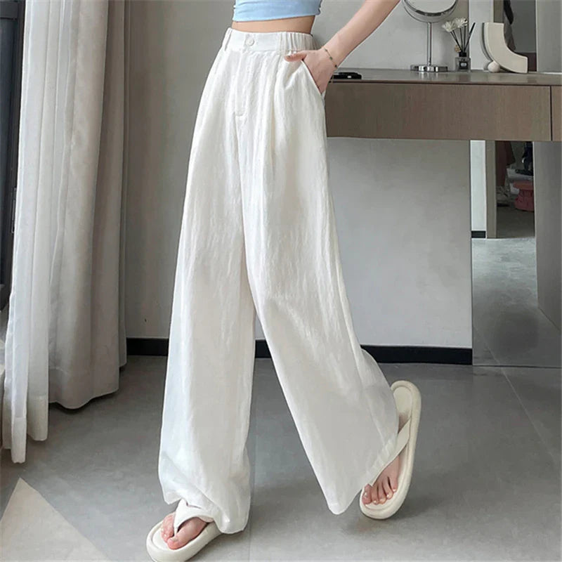 Linnen broeken dames met wijde pijpen – Relaxed fit