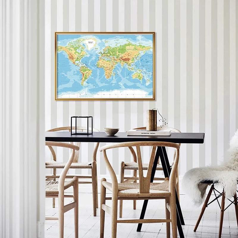 Wereldkaart in moderne kleuren – Past bij elke inrichting