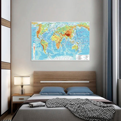 Wereldkaart met geografische details – Zeer informatief