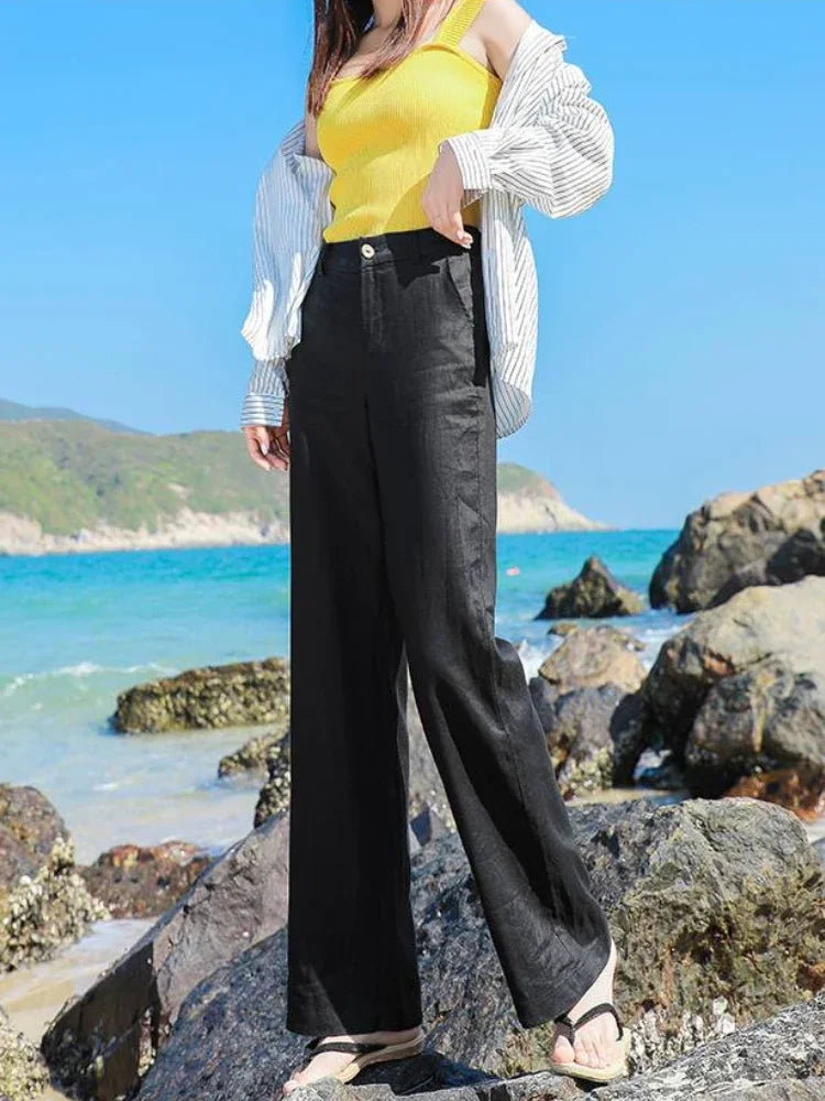 H&M linnen broek dames in zachte pastels – Voor een vrouwelijke look