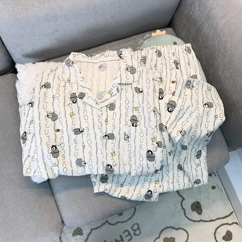 Dames pyjama met brede manchetten