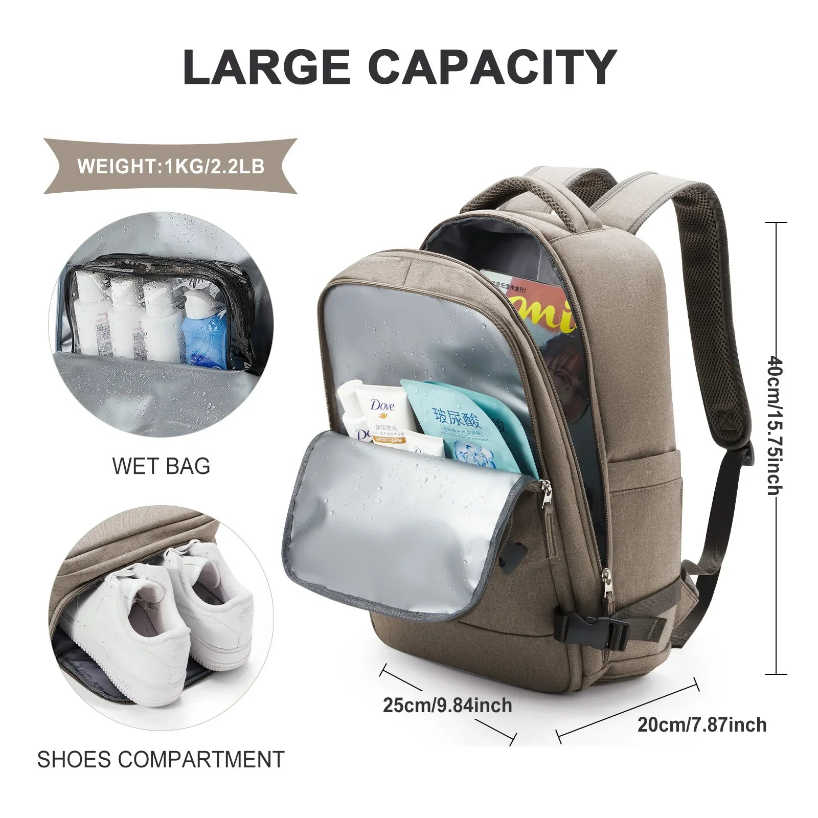 Handbagage rugzak met meerdere vakken – Slim ingedeeld