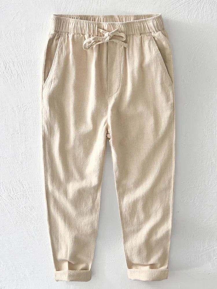 Linnen broek mannen met geruite structuur – Unieke look