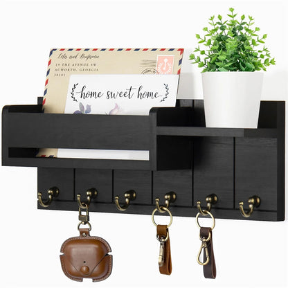Decoratie woonkamer accessoires - Muurrek met haken en opbergvakken voor een georganiseerde entree