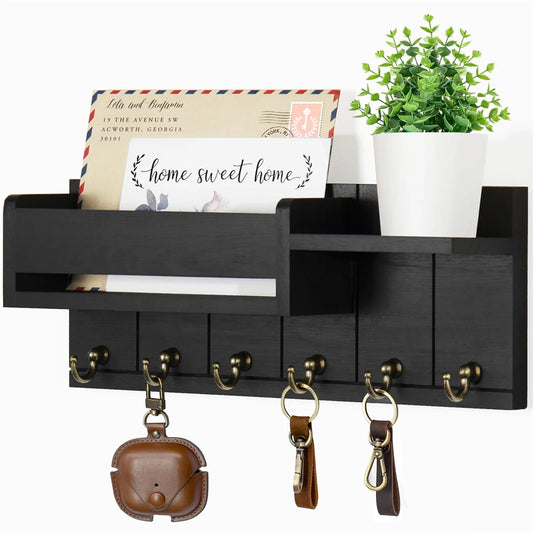Decoratie woonkamer accessoires - Muurrek met haken en opbergvakken voor een georganiseerde entree