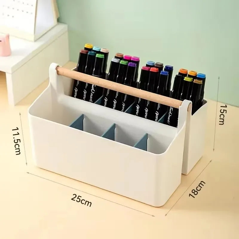 Gelaagde desk organizer met veel opbergmogelijkheden