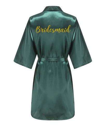 Ochtendjas dames zomer - Elegante zijde met gouden opdruk voor bruiloft