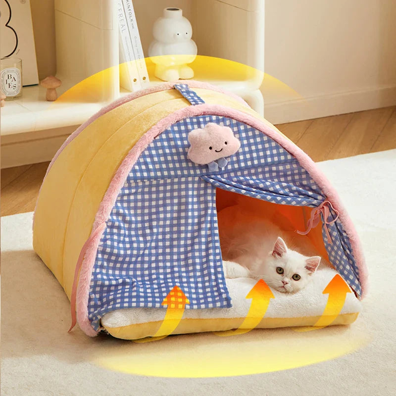 Zachte ronde kattenmand groot – Perfect voor koude dagen