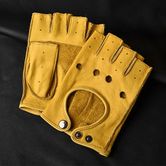 Slanke leren handschoenen voor heren in zwart