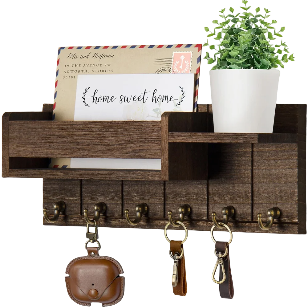 Decoratie woonkamer accessoires - Muurrek met haken en opbergvakken voor een georganiseerde entree