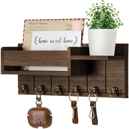 Decoratie woonkamer accessoires - Muurrek met haken en opbergvakken voor een georganiseerde entree