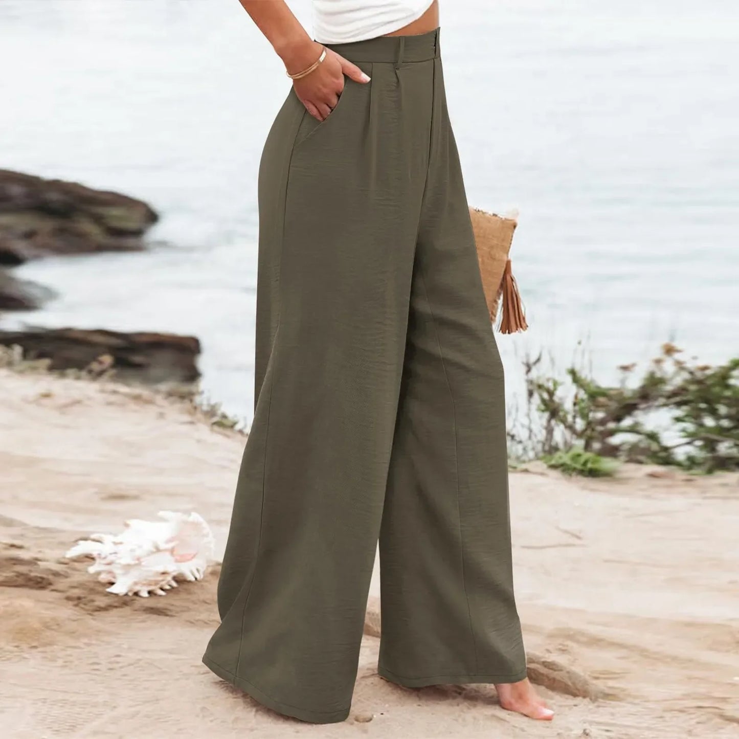 Zara linnen broeken met moderne snit – Trendy en comfortabel