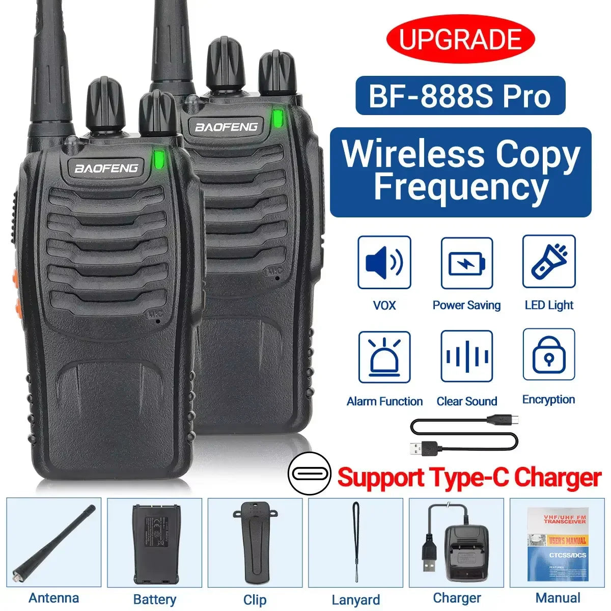 Walkie talkies met oplaadbare USB-aansluiting
