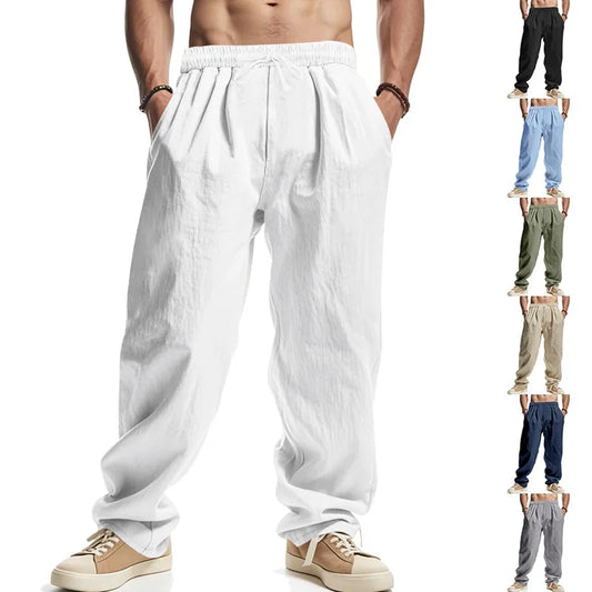 Linnen broek mannen met gerafelde zoom – Trendy afwerking
