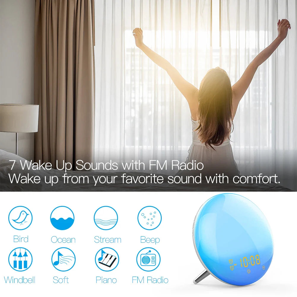 Wake up light met USB poort – Laad je telefoon op naast je bed