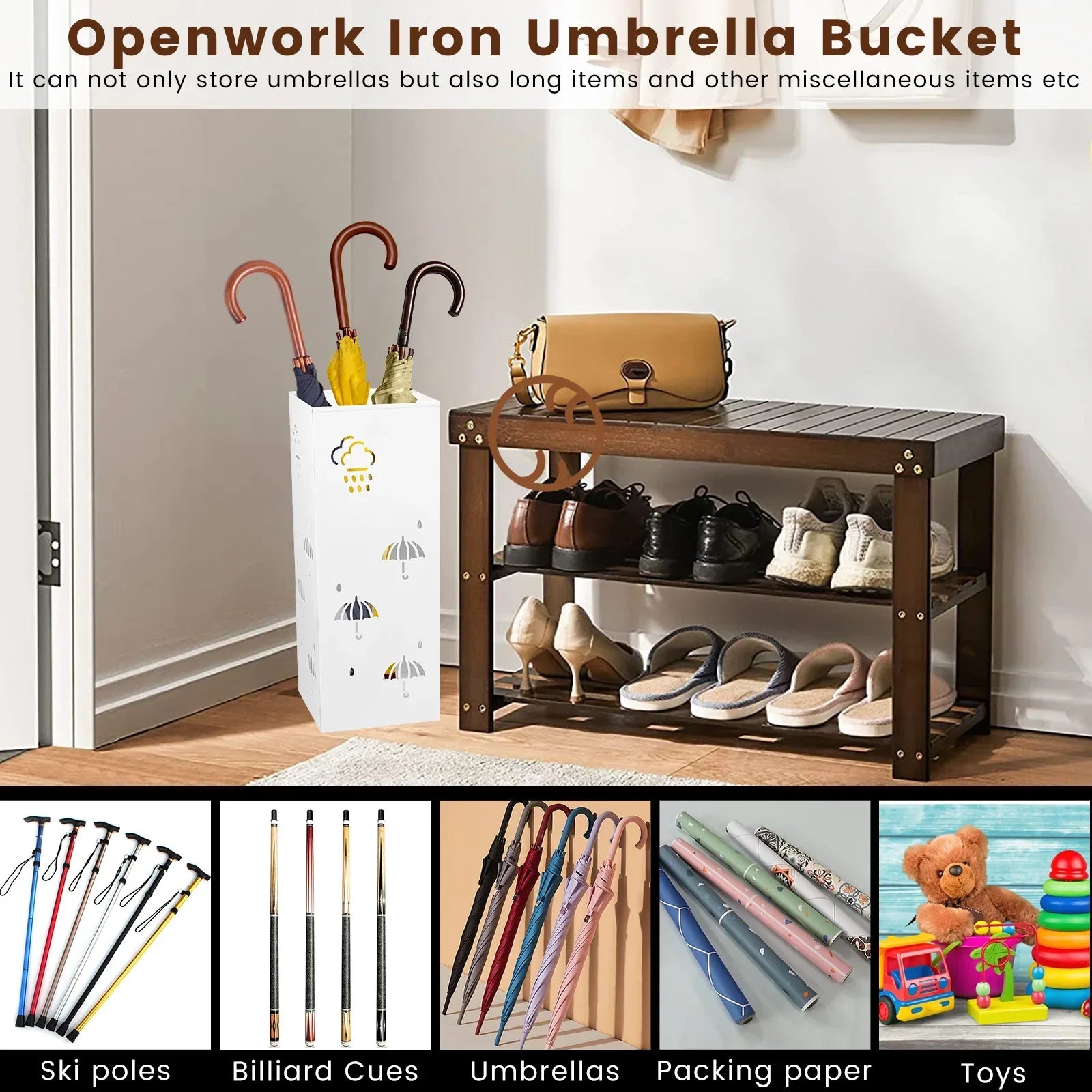 Metalen paraplu bak met open structuur