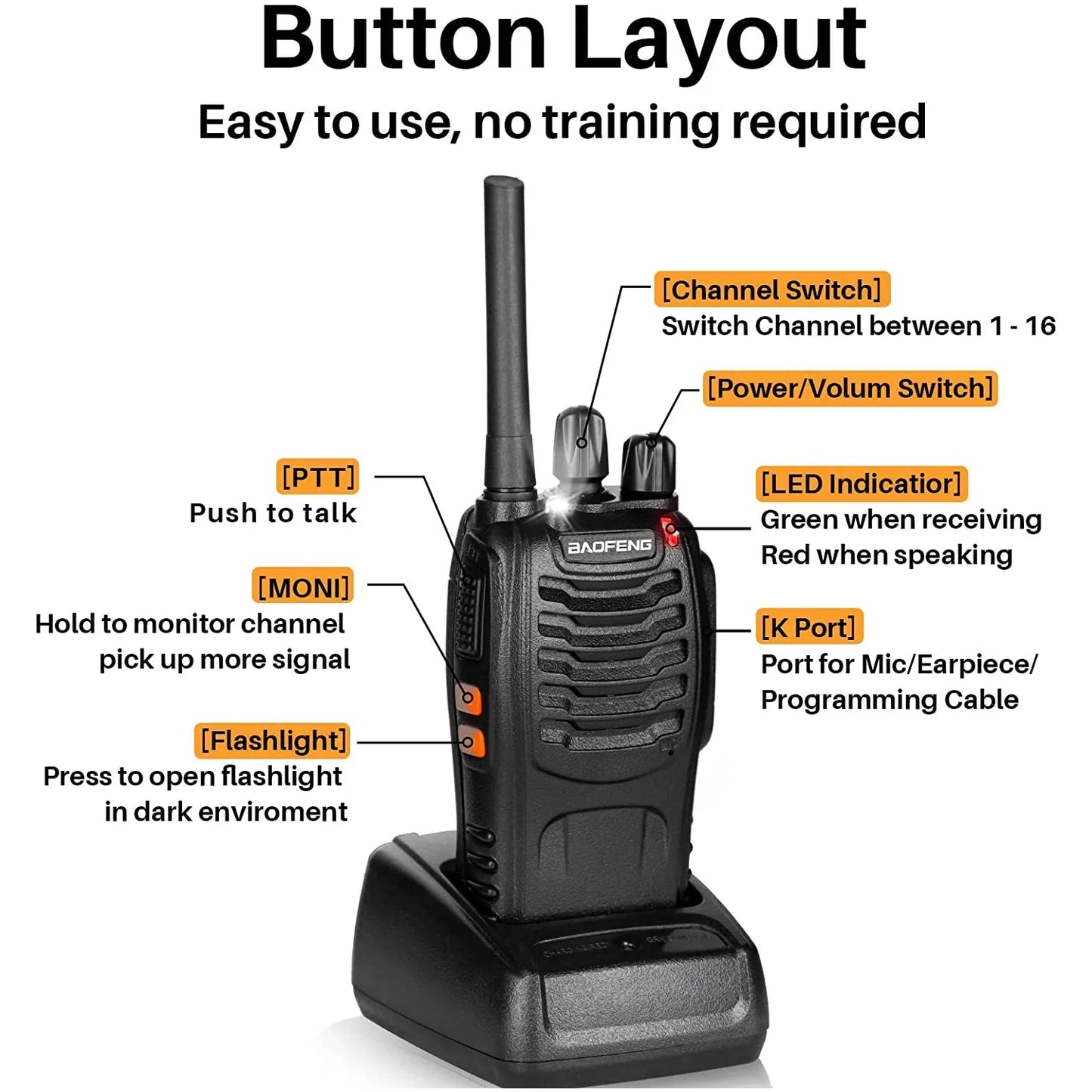 Professionele walkie talkie met noise cancelling