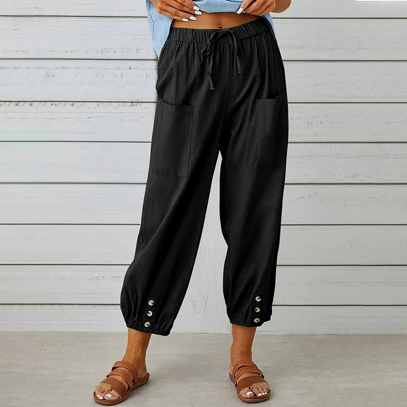 H&M linnen broek dames met split aan de enkel – Trendy detail