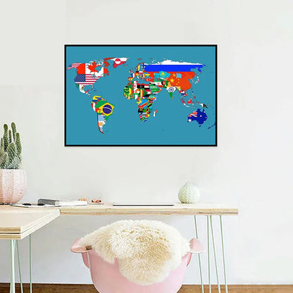 Wereldkaart met waterverfdesign – Creatief en uniek