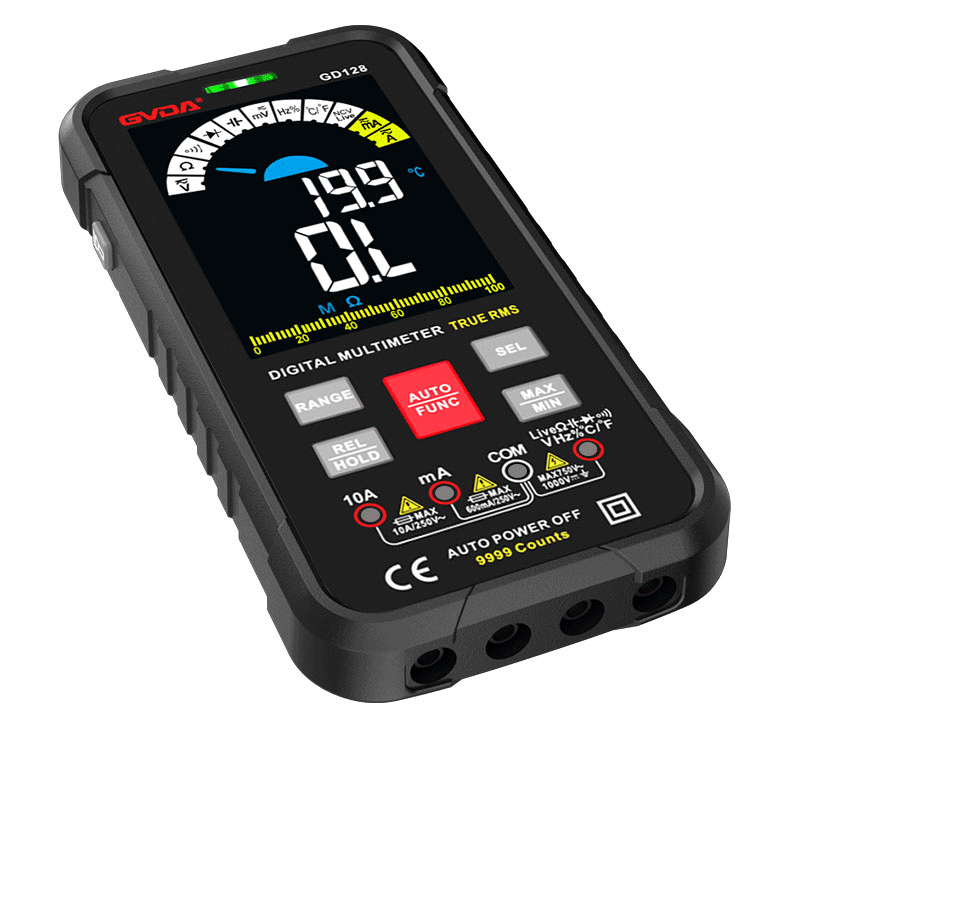 Multimeter met visuele polariteitsindicator