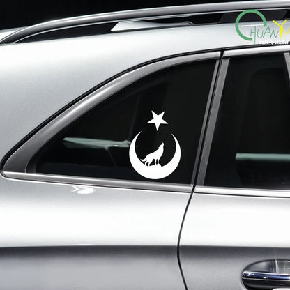 Auto stickers - Ster en Maan met Wolf voor Unieke Uitstraling