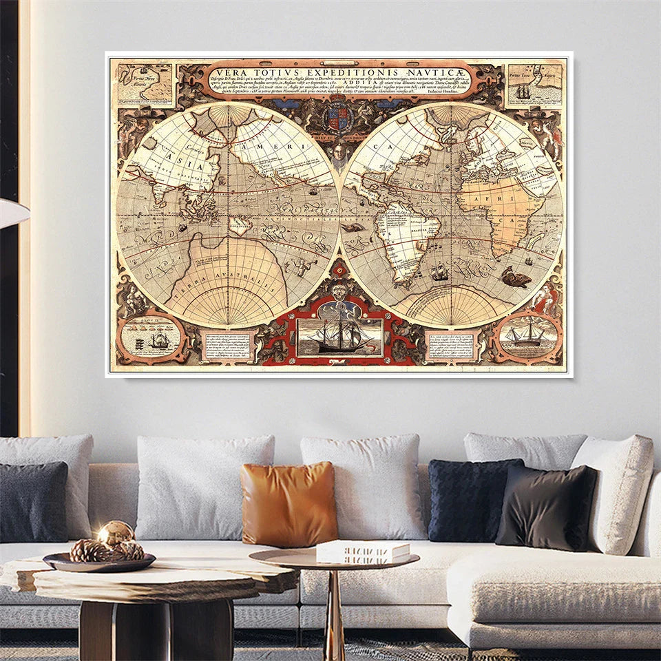 Moderne wereldkaart als wanddecoratie – Stijlvol voor elk interieur