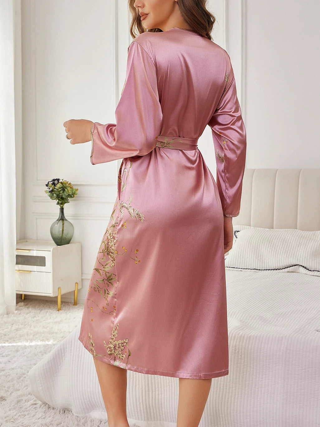 Ochtendjas dames zomer - Roze bloemenprint voor een elegante ochtend