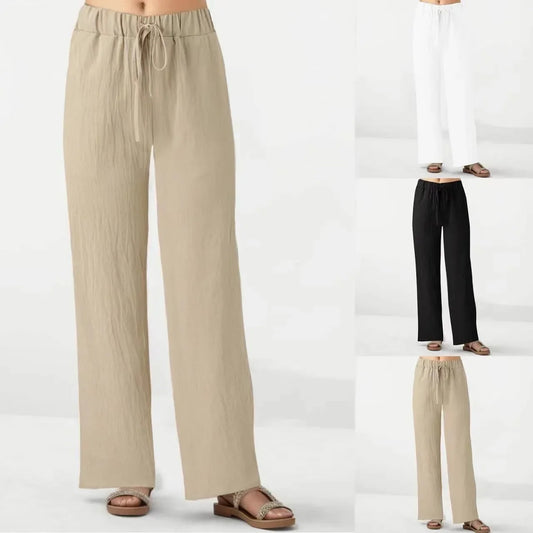 Linnen broeken dames met wijde pijpen – Relaxed fit