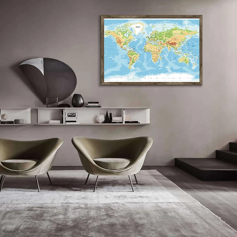 Wanddecoratie wereldkaart in Scandinavische stijl