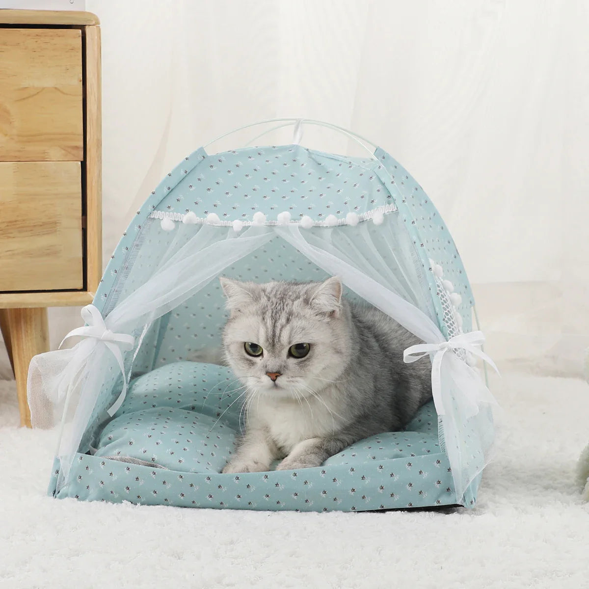Zachte ronde kattenmand groot – Perfect voor koude dagen