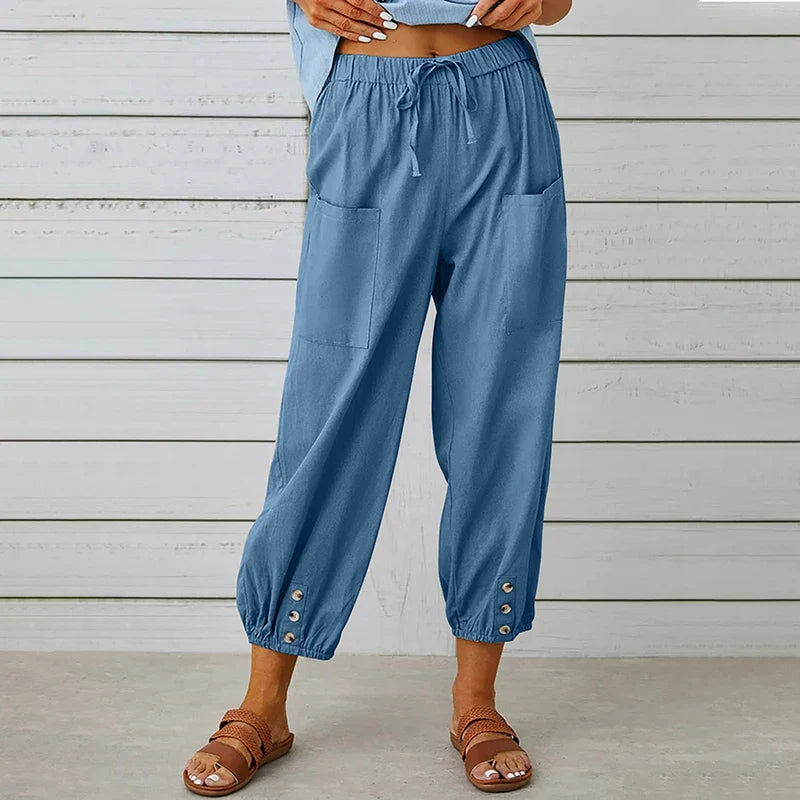Linnen broek dames met knoopsluiting – Tijdloze afwerking