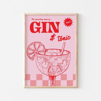 Poster met illustratie van koffie of wijn