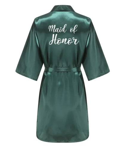 Ochtendjas dames zomer - Elegante zijde met gouden opdruk voor bruiloft