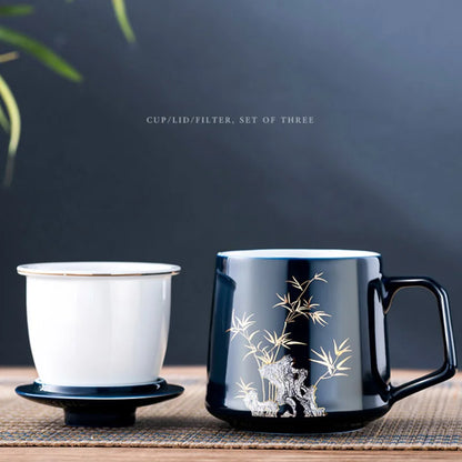 Elegante theebeker met infuser en deksel