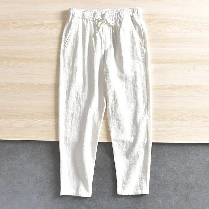 Linnen broek mannen met geruite structuur – Unieke look