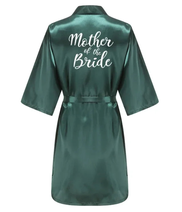 Ochtendjas dames zomer - Elegante zijde met gouden opdruk voor bruiloft