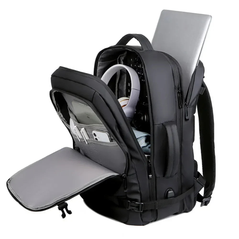 Rugzak als handbagage met gewatteerde laptophoes