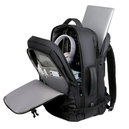Rugzak als handbagage met gewatteerde laptophoes