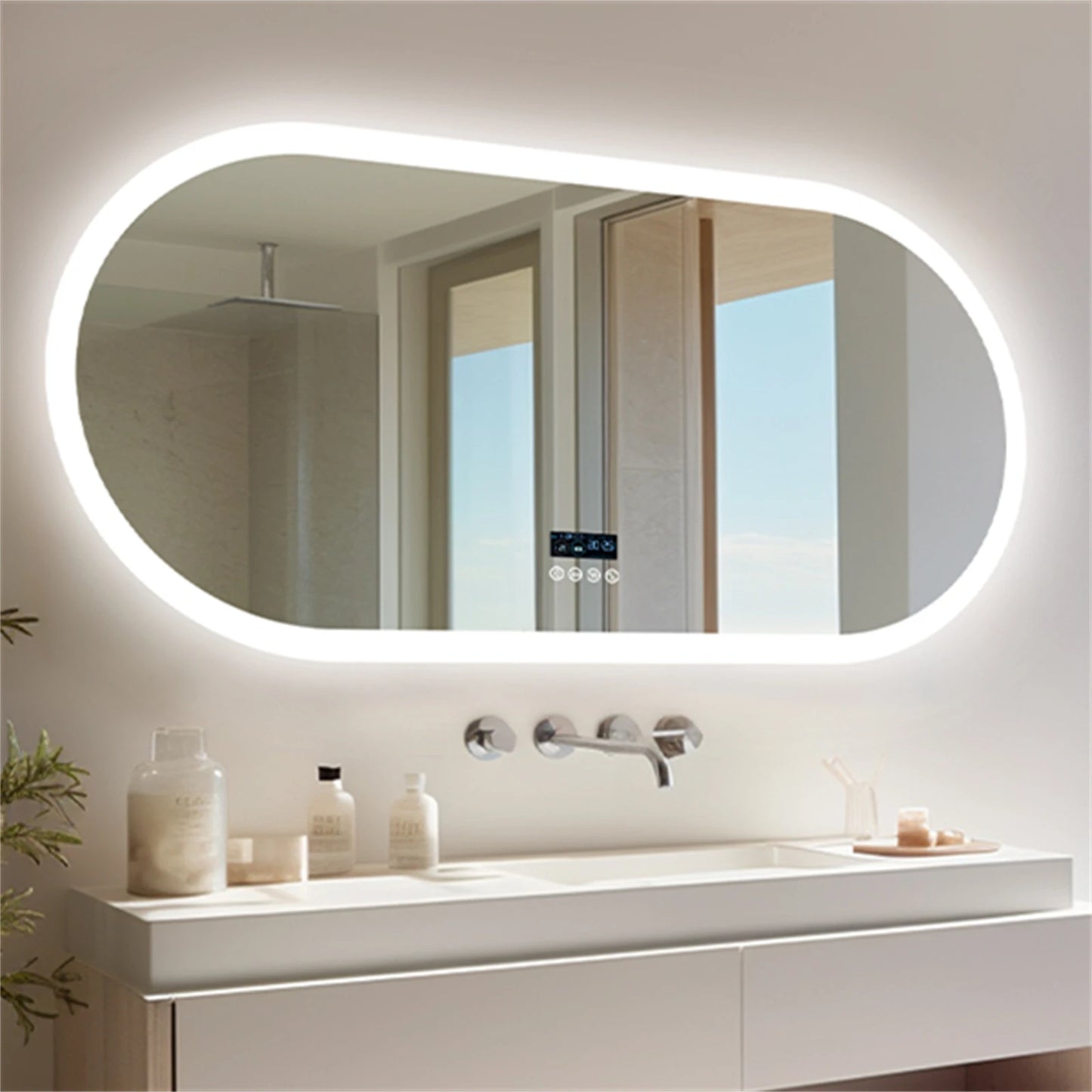 Badkamer spiegel met slimme verlichting – Past zich aan omgevingslicht aan
